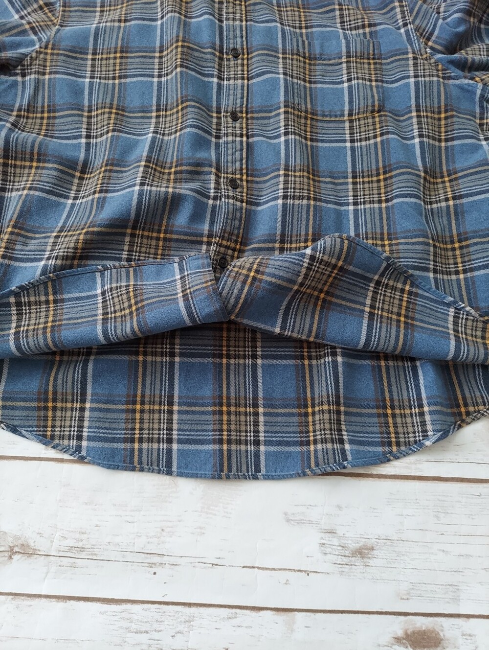 Lands' End Men's Blue Plaid Flannel Shirt XXL 18-18 1/2 - Picture 5 of 12